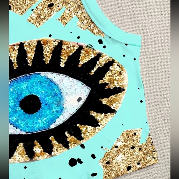 Glitter Evil Eye Crop Top Tank - Picture 2 of 3